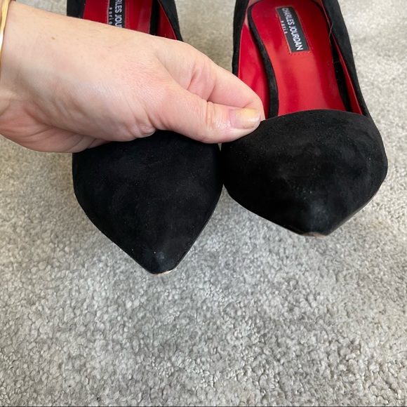 Charles Jourdan Paris Black Suede Pointed Toe High Heel Pumps EUC Size 8.5 - Picture 5 of 9